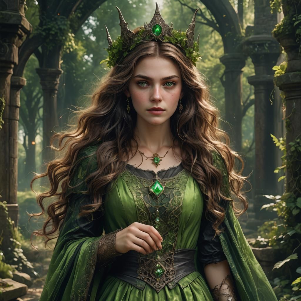 Hyperrealistic Portrait of a Witch Princess