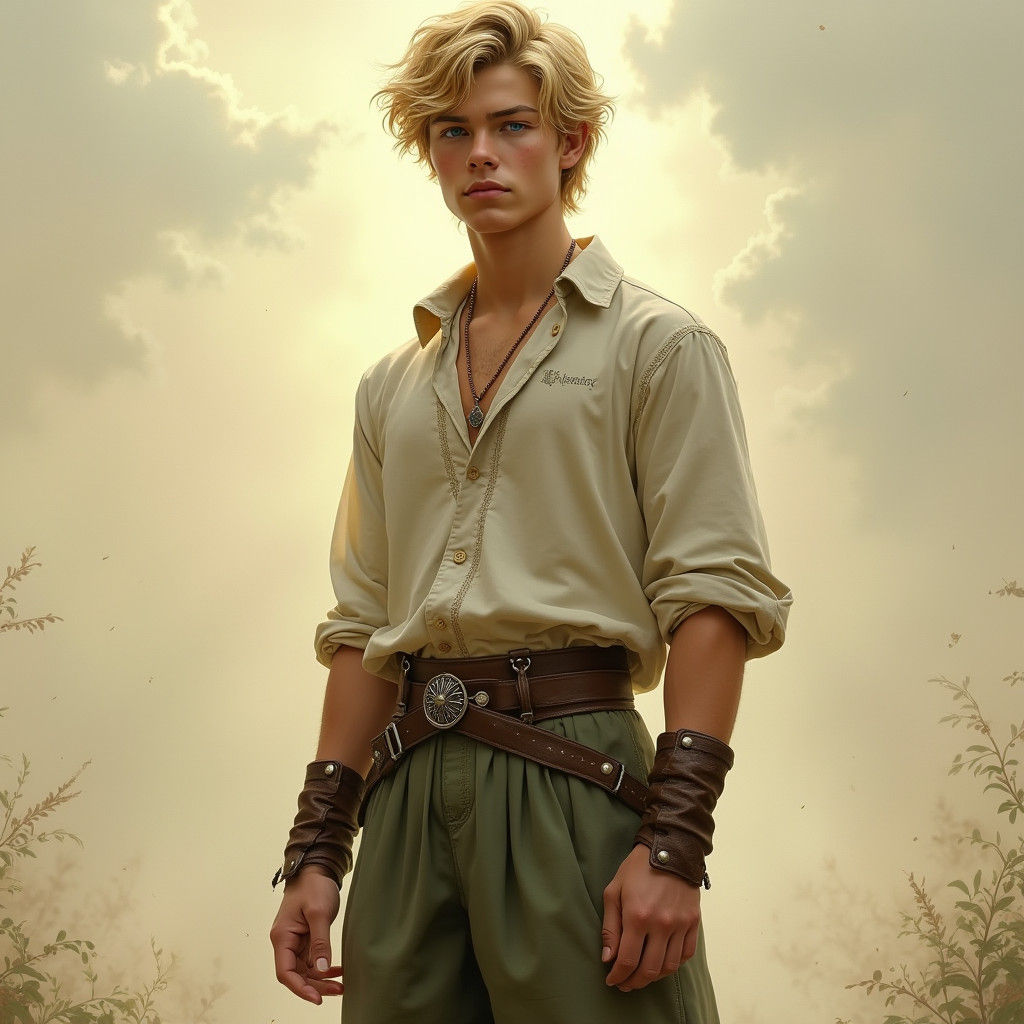 Youthful Blonde Leader in Fantasy World