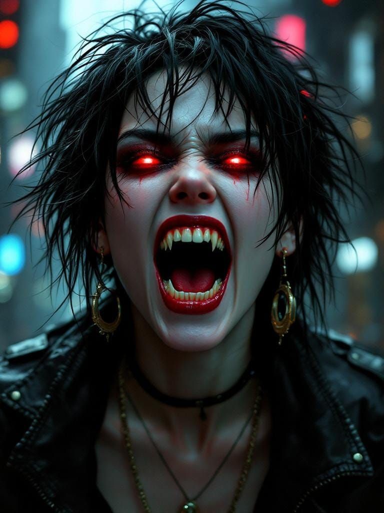 Cyberpunk Vampire Gothic Portrait in Dramatic Lighting