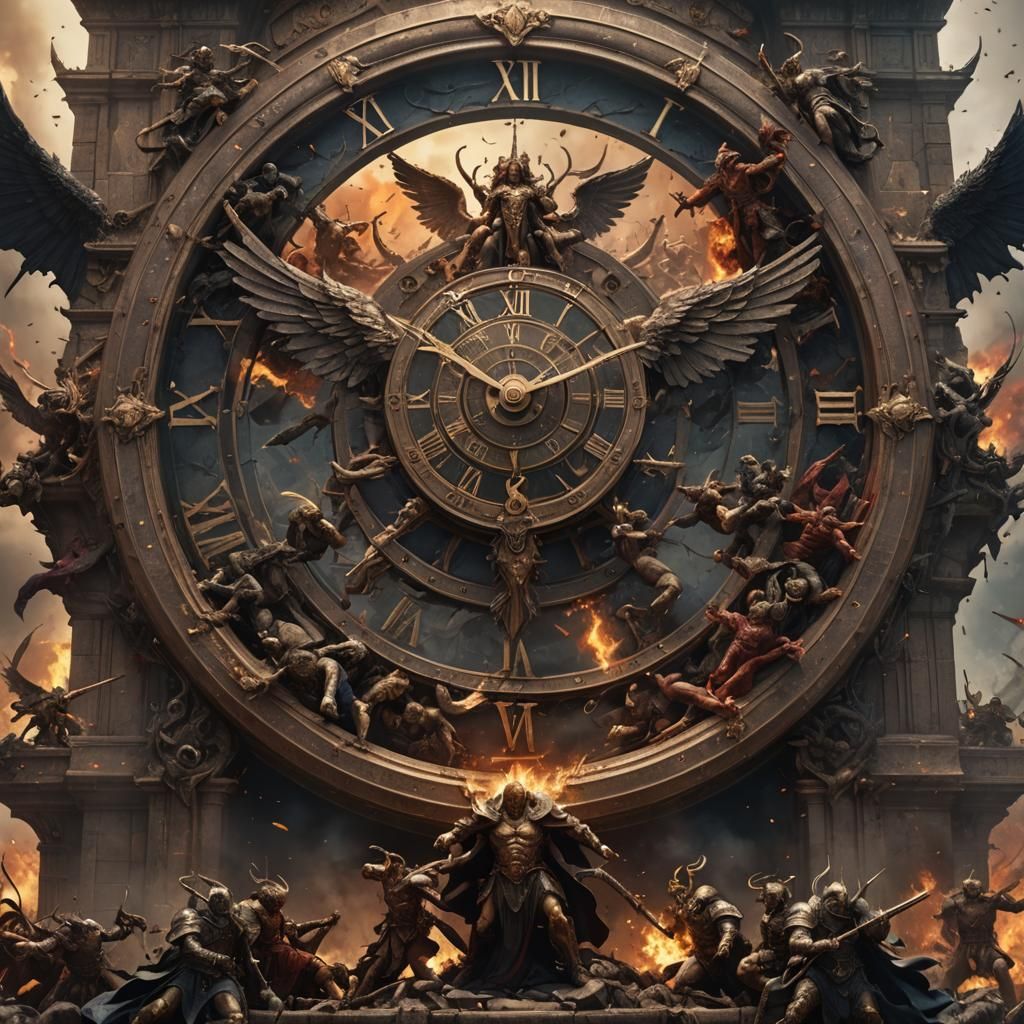 Angels and Demons at War Inside a Clock