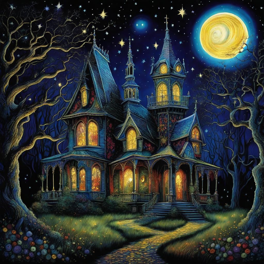Haunted House in Gothic Tim Burton Style