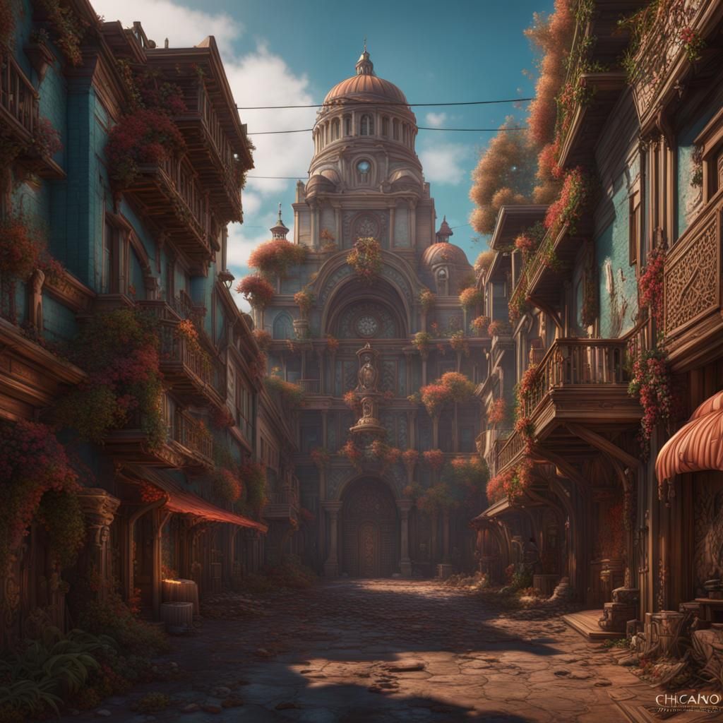 Detailed Matte Painting of Chicano Art