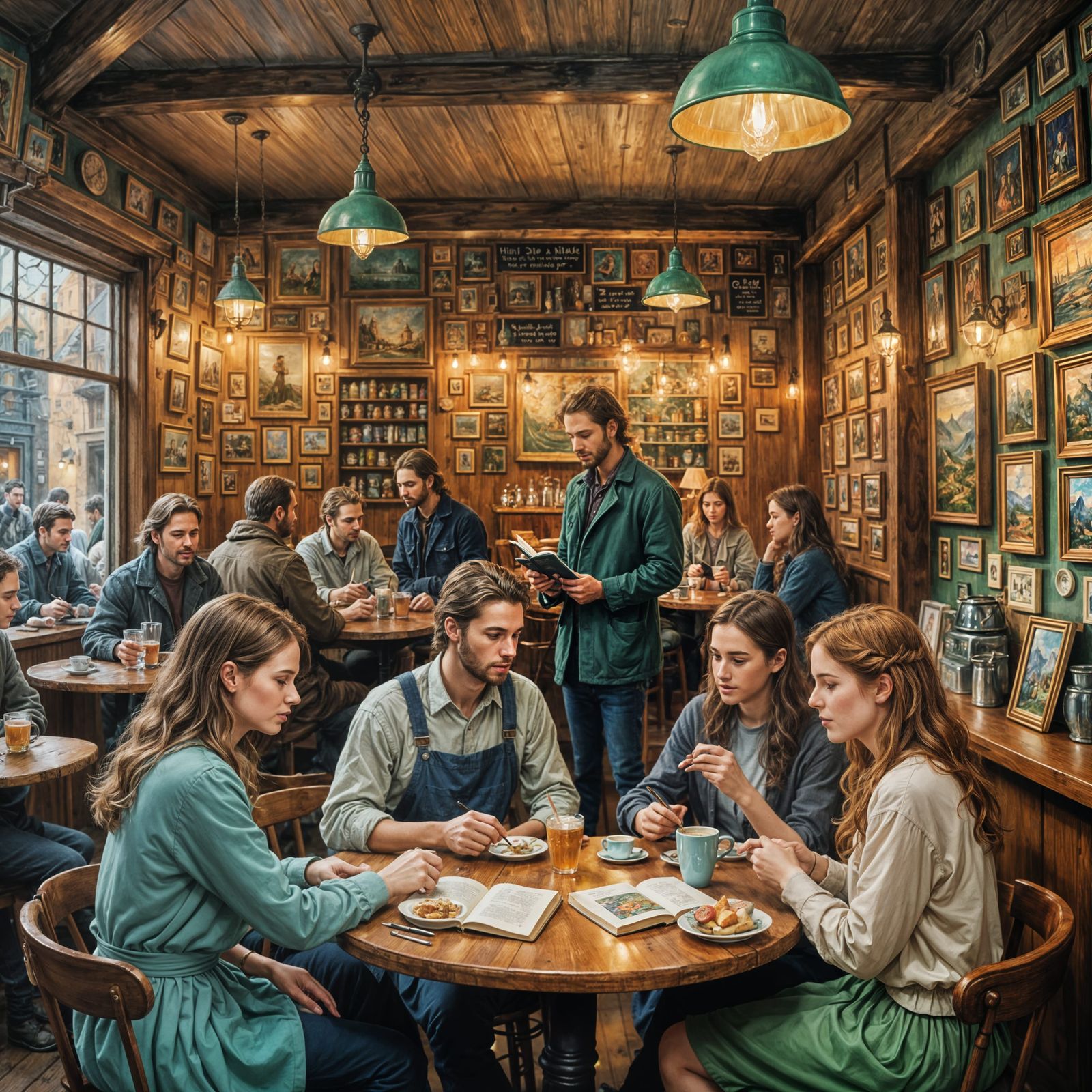 Whimsical Bookstore Cafe in Pastel Fantasy Style