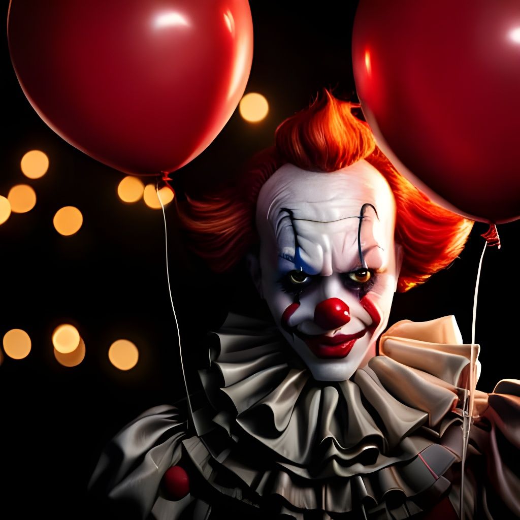 Haunted Pennywise Clown Doll in Surreal Horror Style