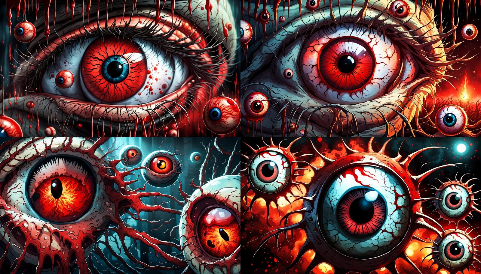 Mutated Eyeballs Crying Blood in Sci-Fi Lab