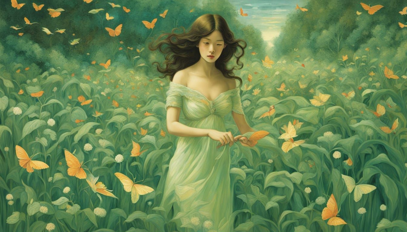 Model in Whimsical Woodland, Empowered by Nature's Beauty