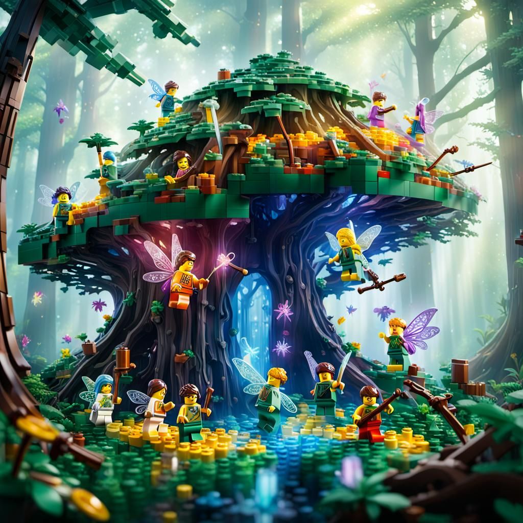 Lego Fairies Dance in Forest, Detailed Concept Art