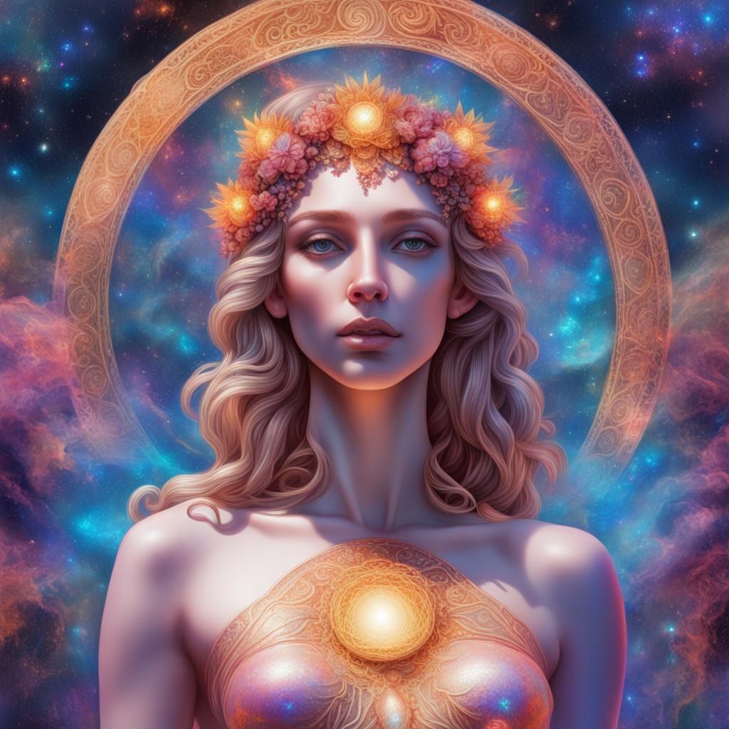 Aphrodite in Olympia: Holographic Astral Illustration