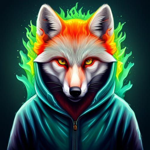 Fox in Hoodie Graffiti Art