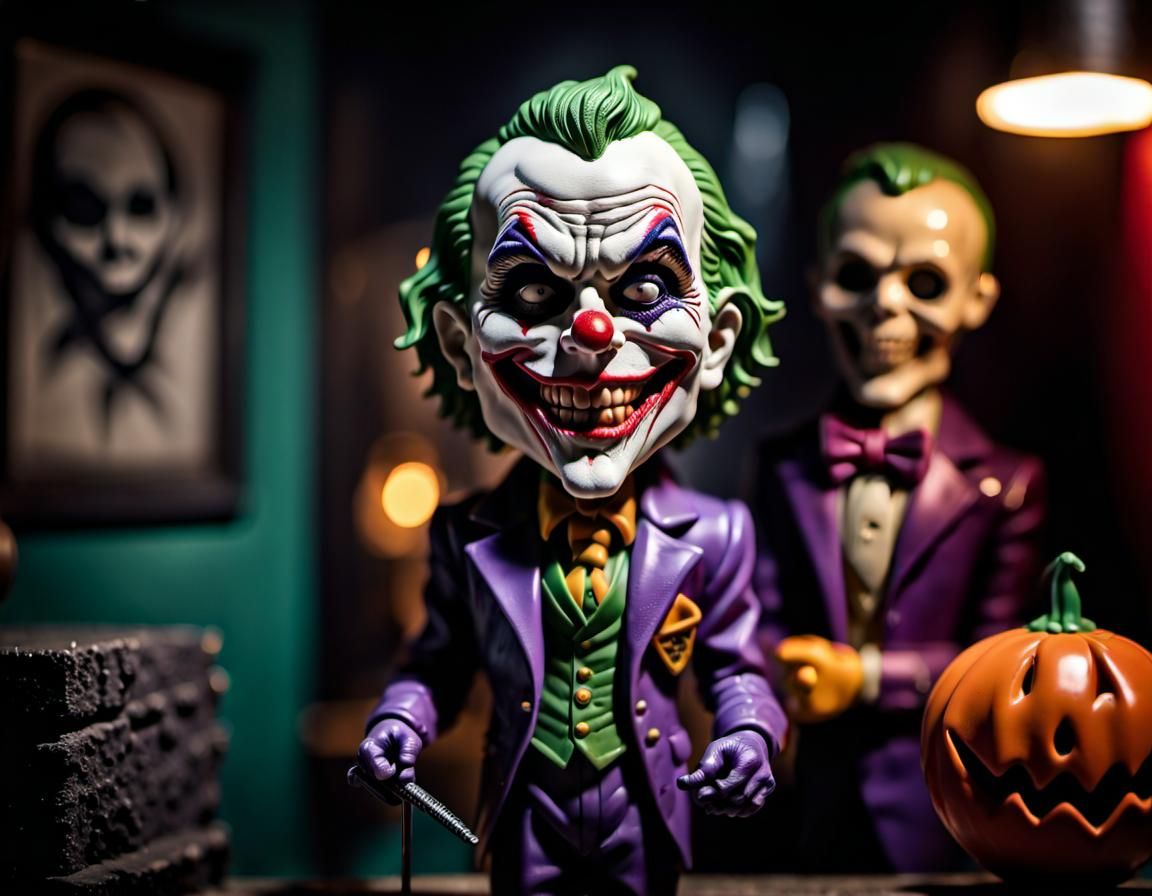 Creepy Bobblehead Joker in Macabre Style