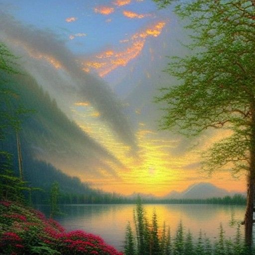 Mangrove Sunset: Ethereal Oil Painting of Fantasy Landscape