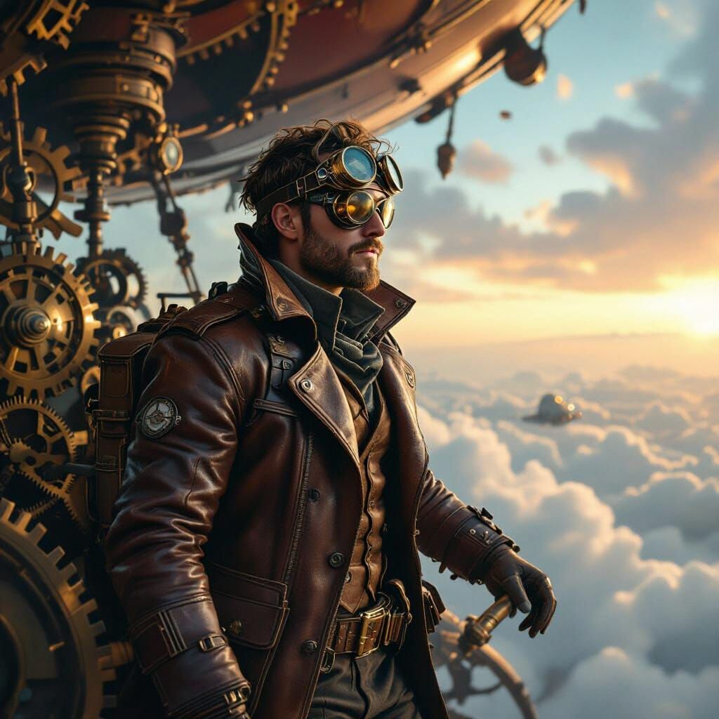 Steampunk Explorer on Clockwork Airship