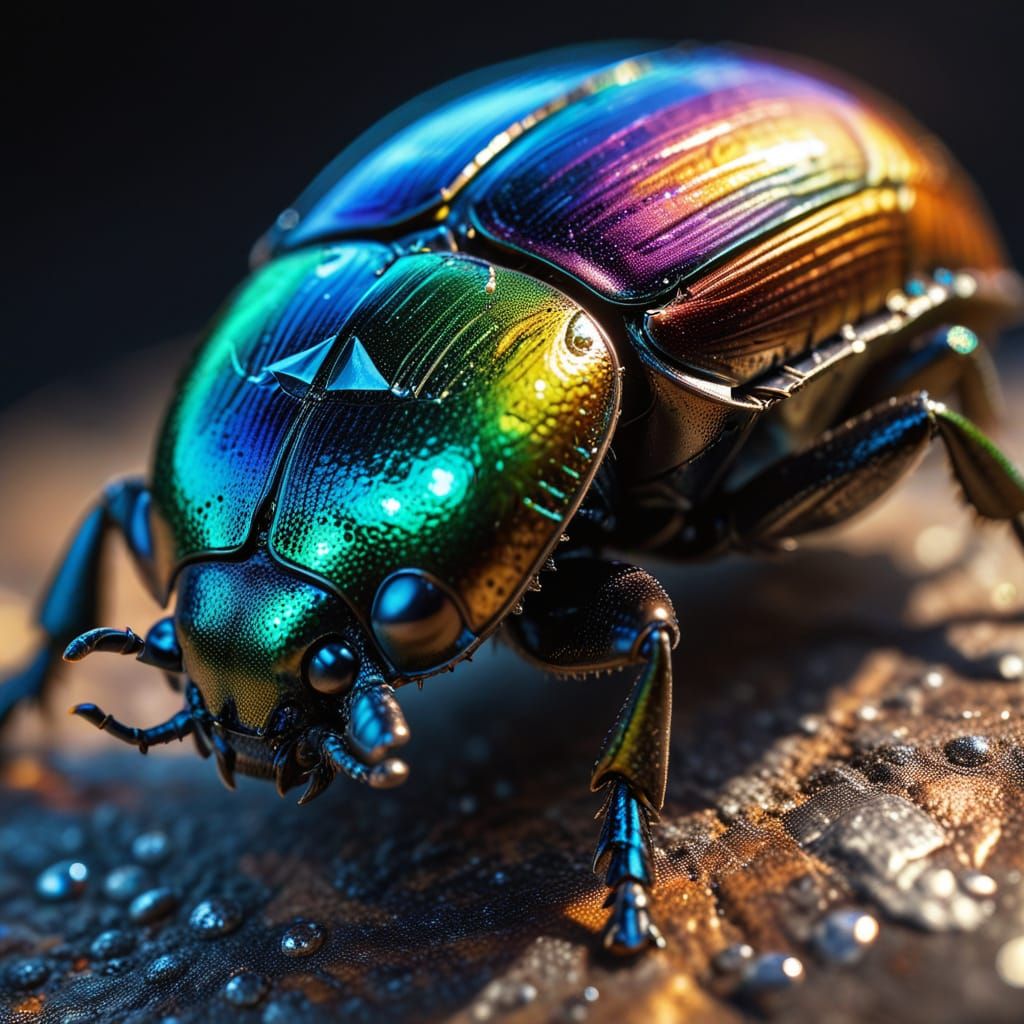 Iridescent Beetle Shell Macro Photograph