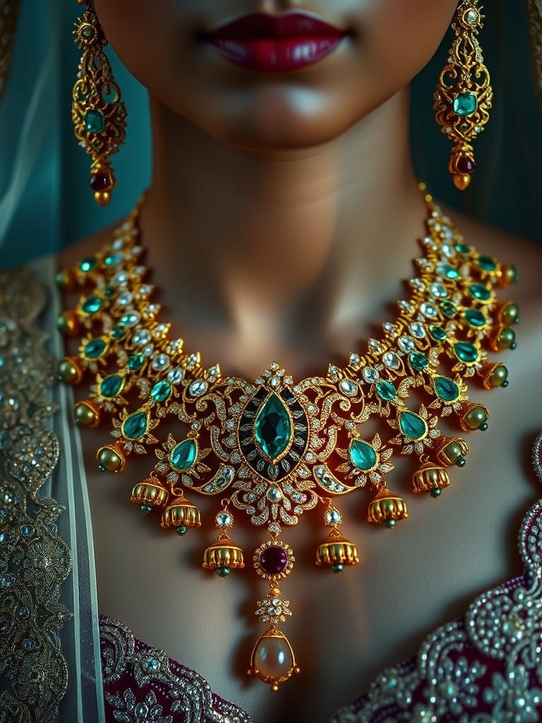 Regal Indian Bridal Necklace in Ethereal Glow