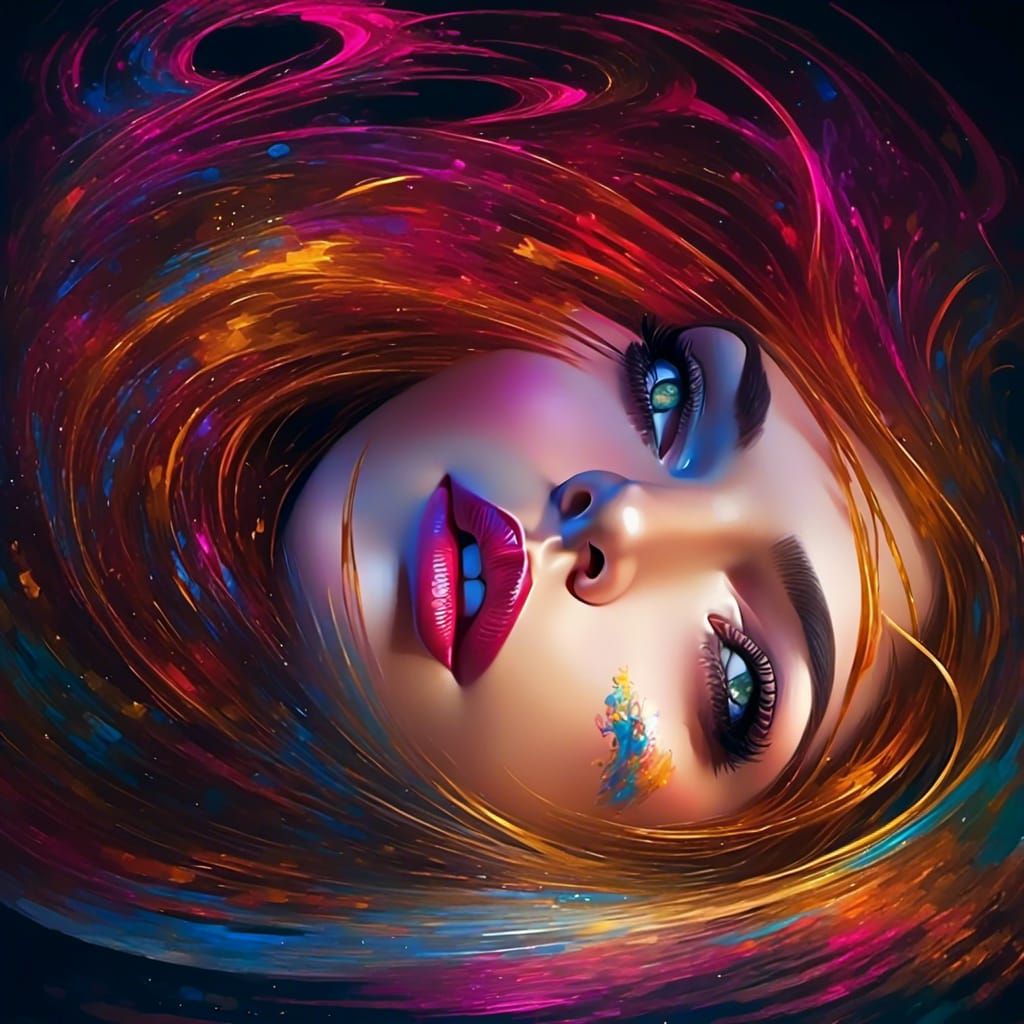 Psychedelic Cartoon Portrait with Dynamic Line Art