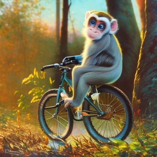 monkey on bicycle