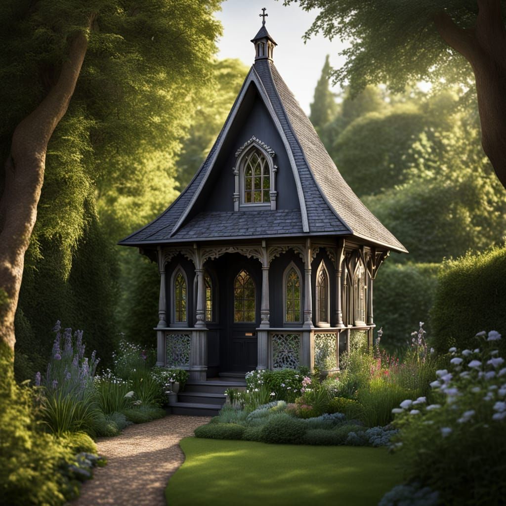 Gothic Hideaway Hut in a Suburban Garden