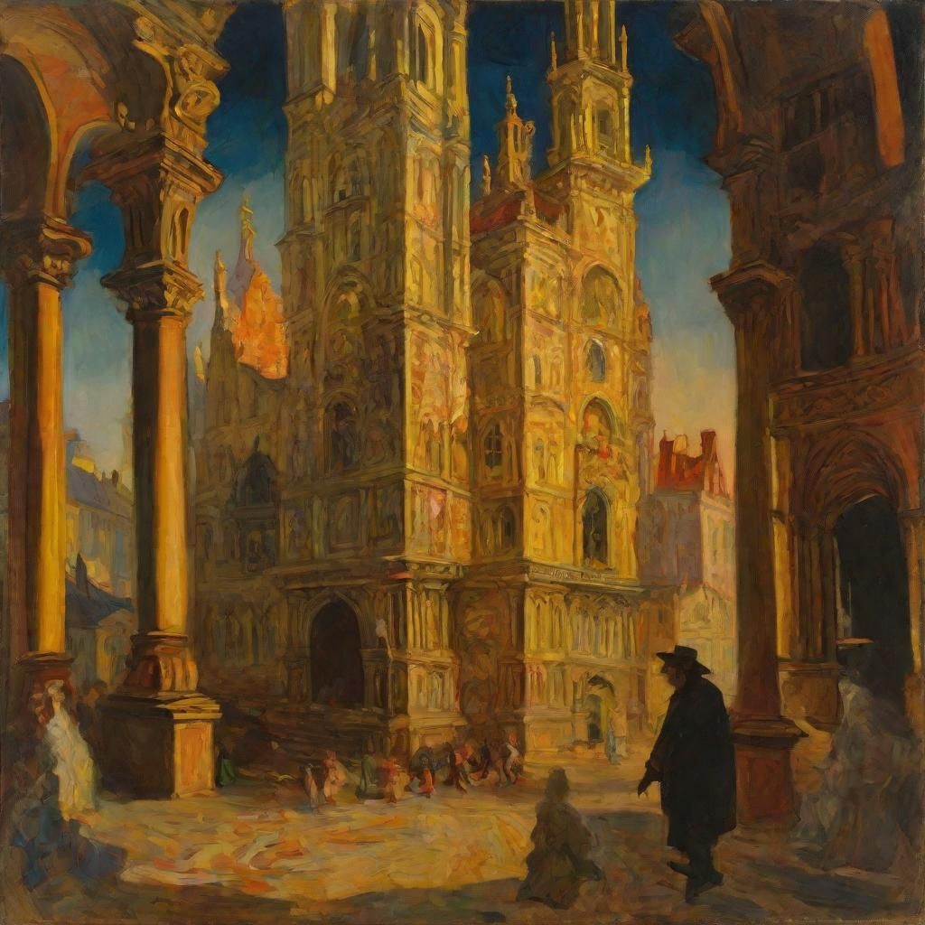 Fauvist Baroque Man Throws Numbers in Tower