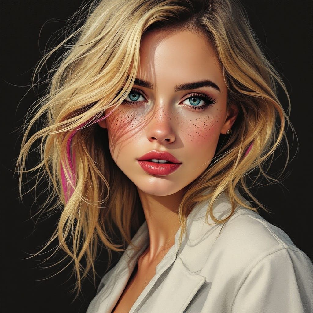 Dramatic Fusion of Light and Shadow in Modern Pop Art