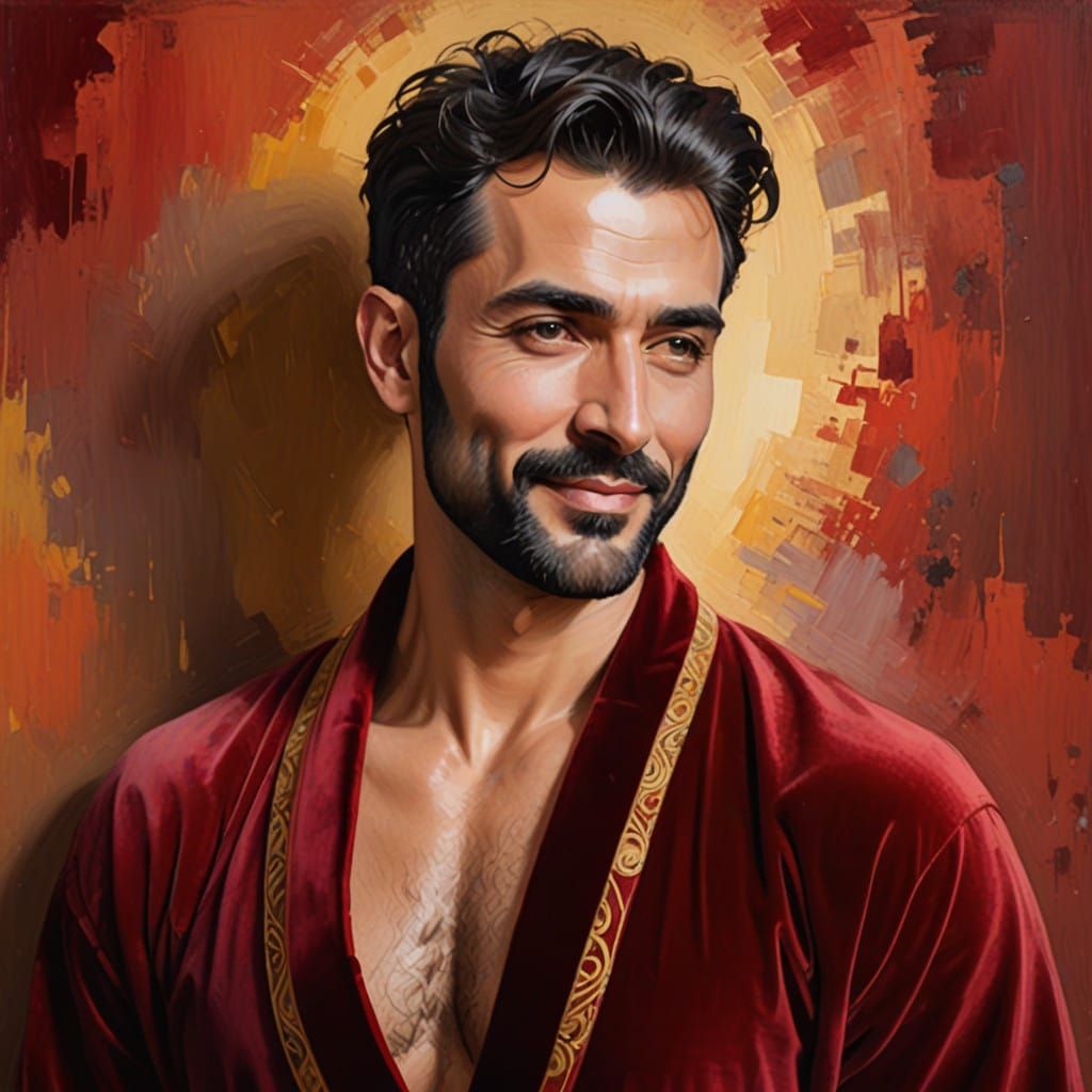 Elegant Man in Velvet Robe