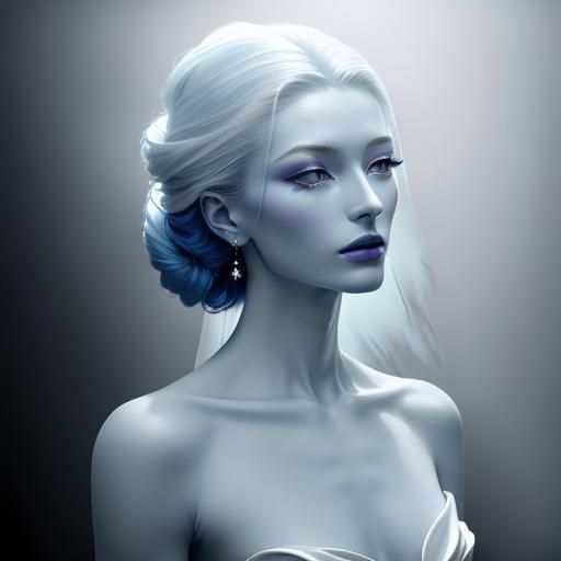 Ethereal Woman in Palace: A Surrealist Oil Painting