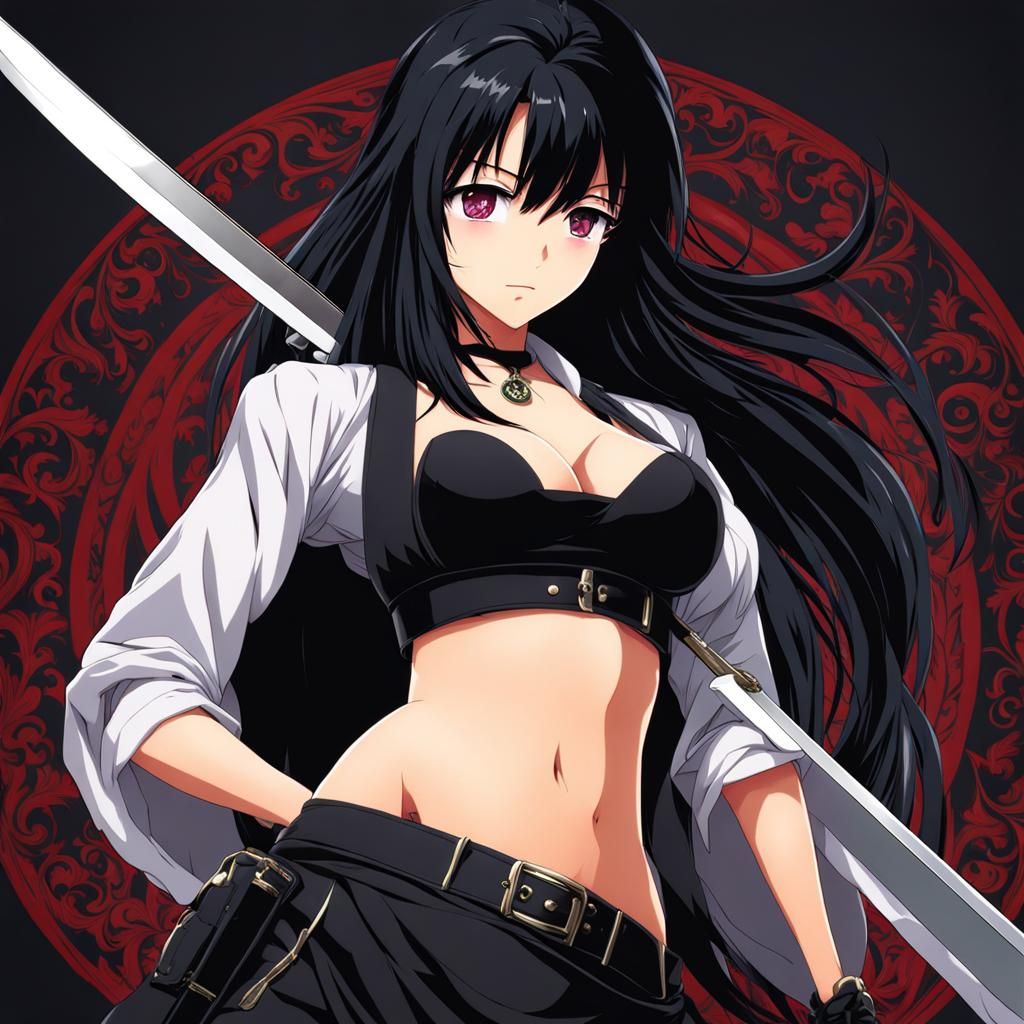 Anime Style: Woman with Knife in Belly