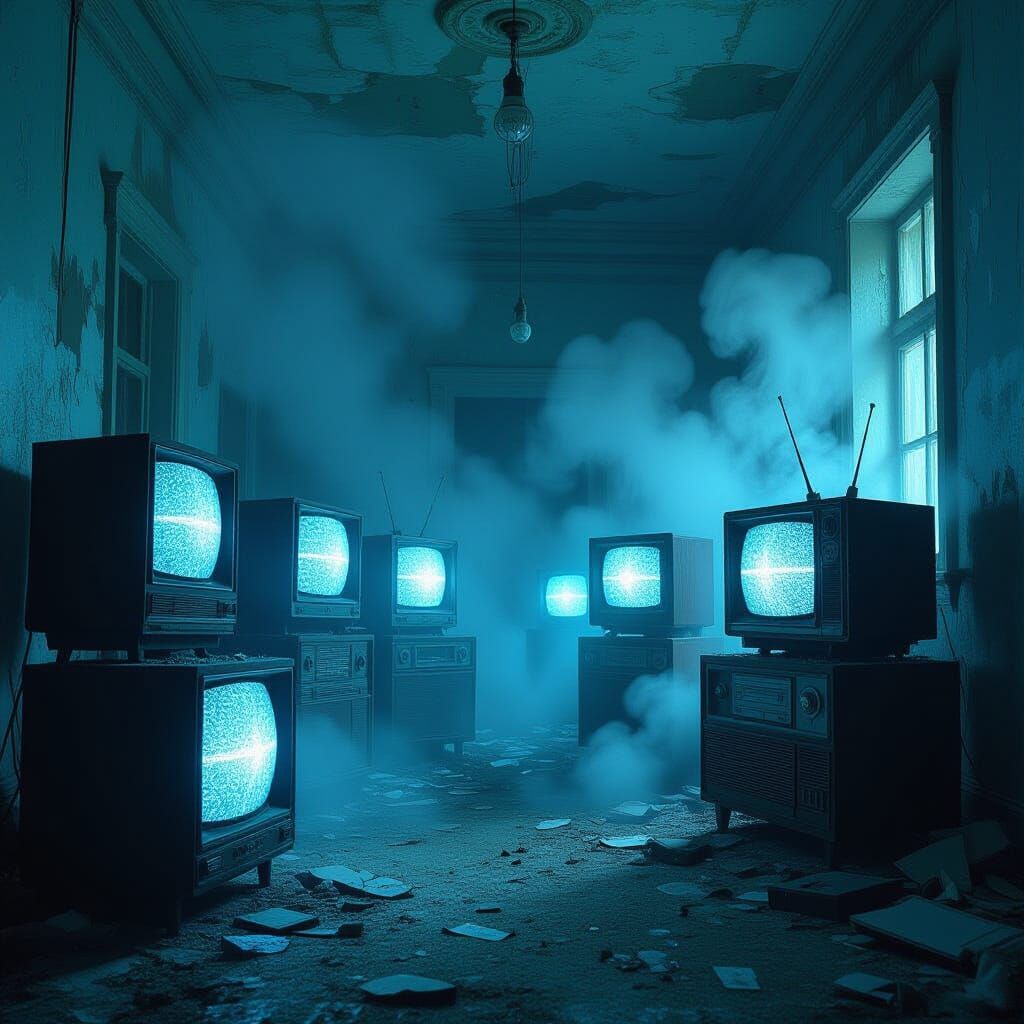 Eerie Static Fog Emanating from Vintage Electronics