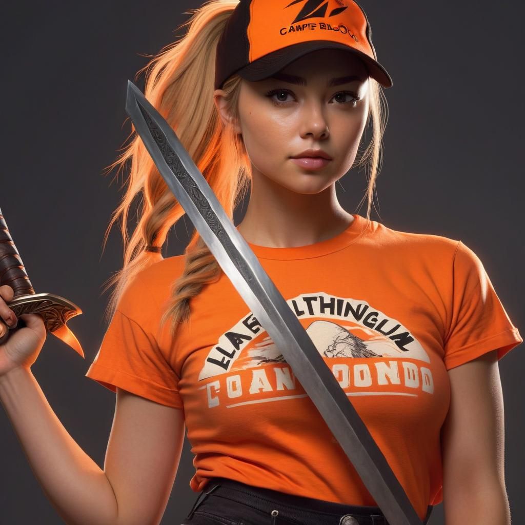 Cinematic Portrait of Woman with Sword in Digital Art Style