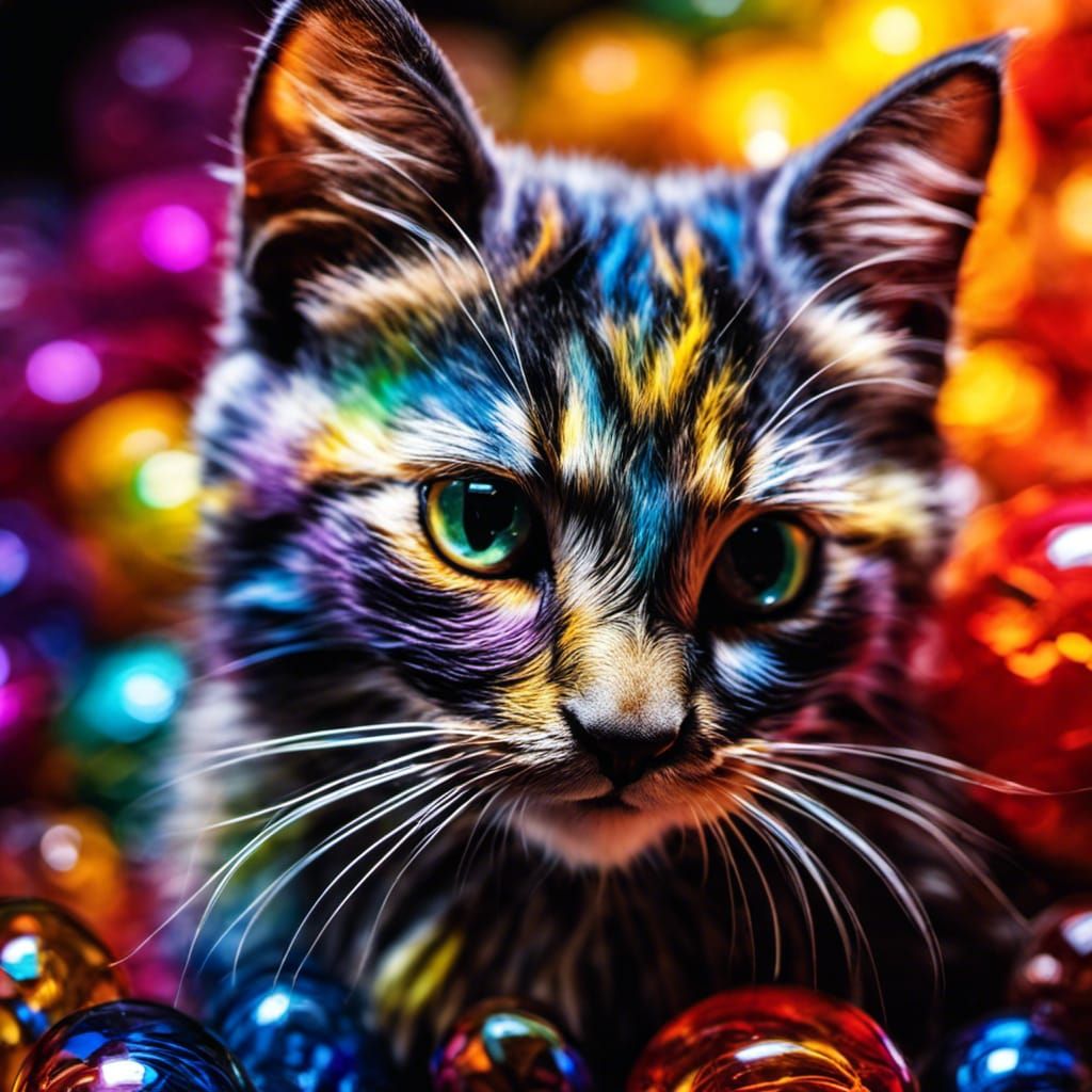 Hyperrealistic Glass Kitten with Dramatic Lighting