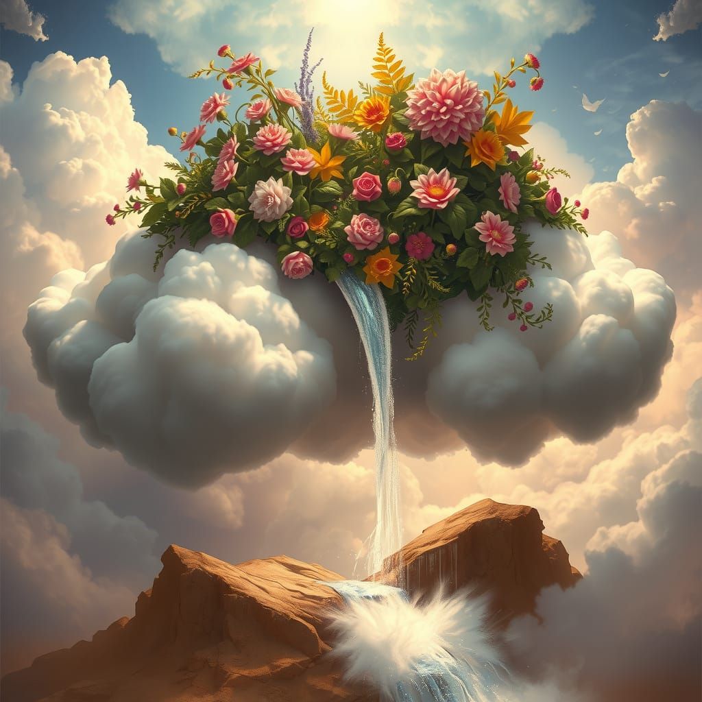 God's Ornamental Garden on a Cloud, Digital Fantasy Painting
