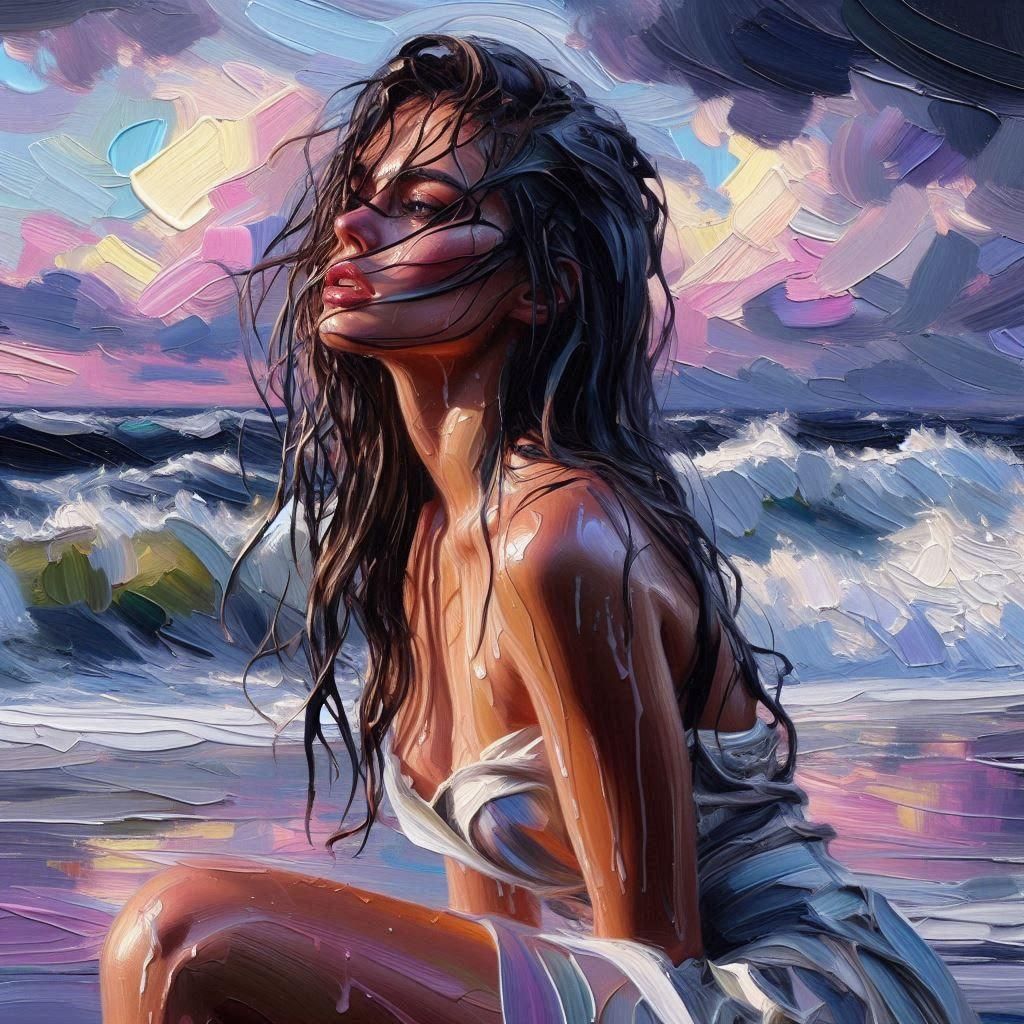 Dramatic Stormy Day Oil Painting