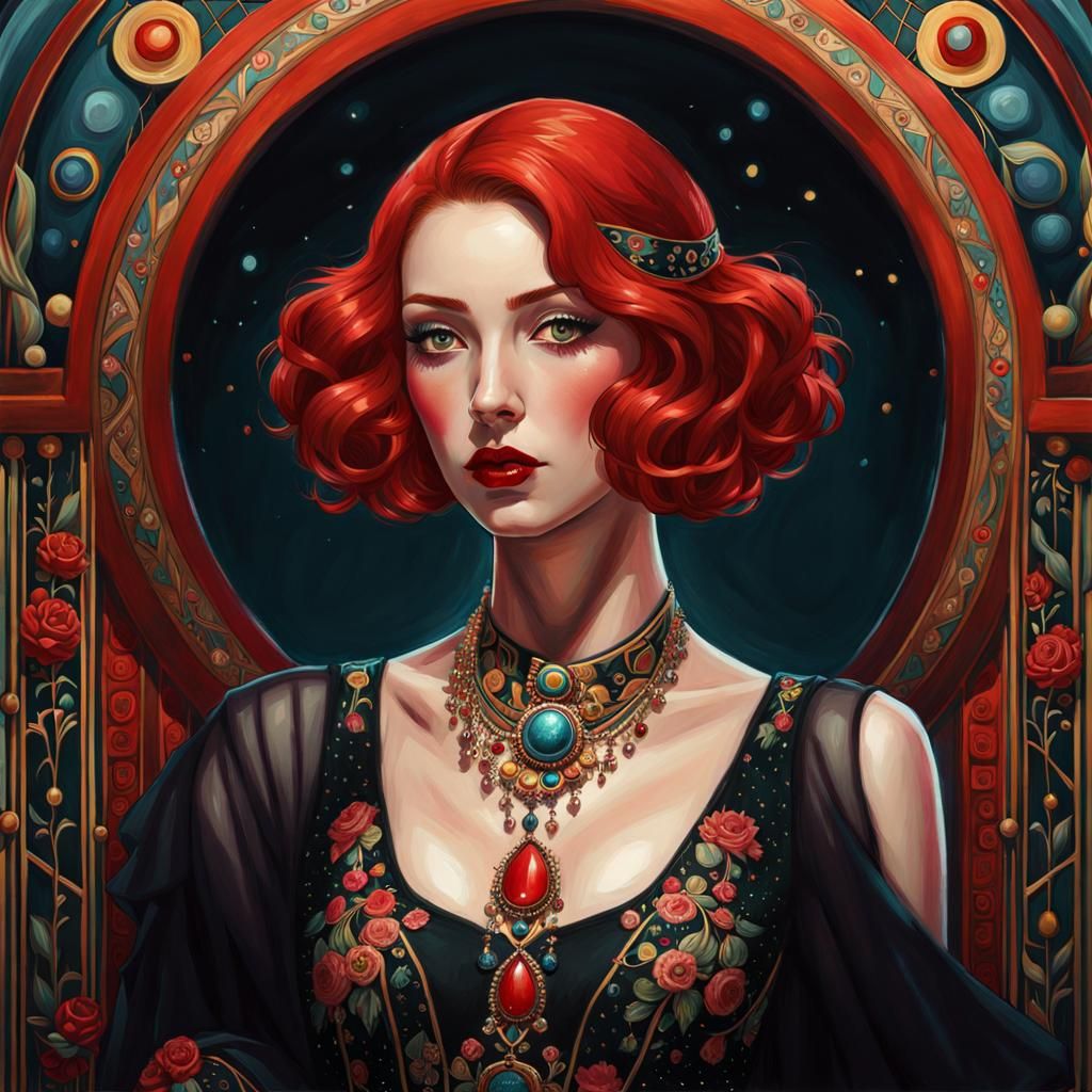 Spanish Beauty in Gothic Art Nouveau Style