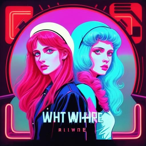 Snow White Woman and Rose Red Woman in Synthwave