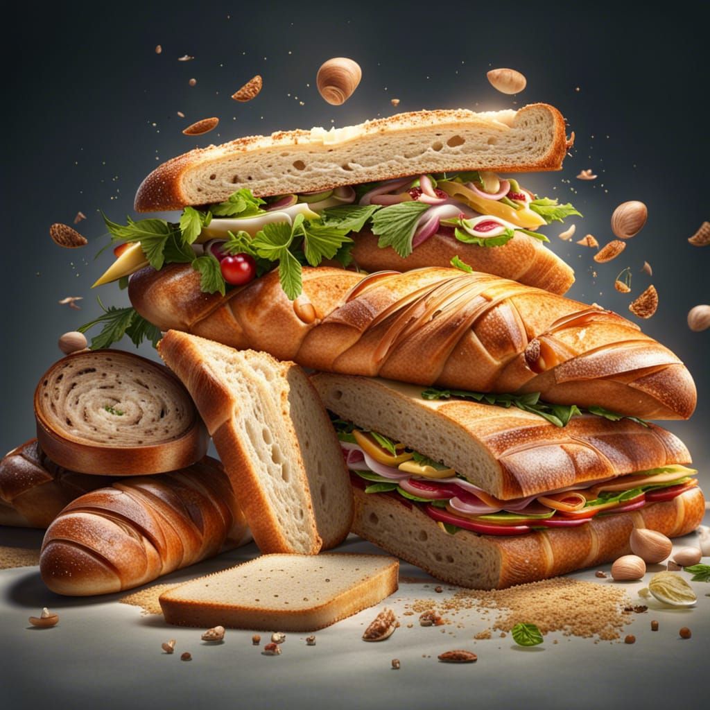 Delicious Bread Sandwich in Hyperrealistic Style