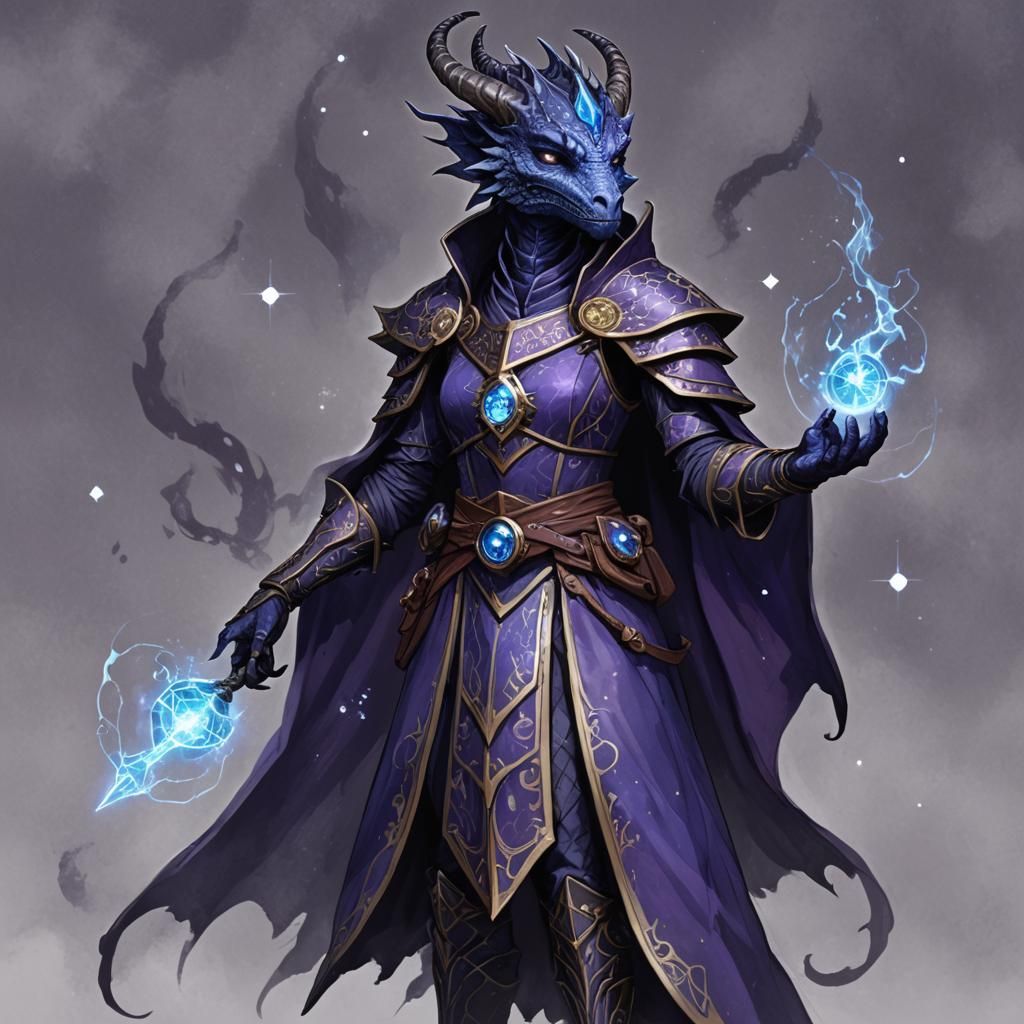 Dragonborn Divination Wizard in a Lightning Storm