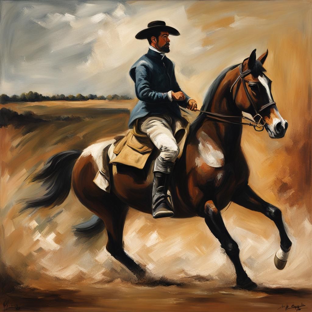 Horse Rider in Baroque Oil Painting Style