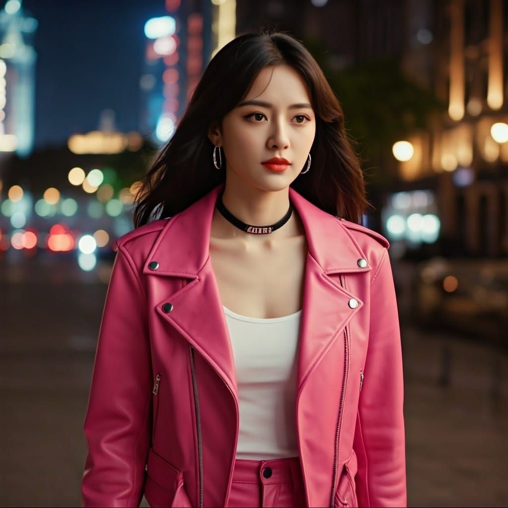 Ethereal Shanghai Nighttime Streetwalker in Vibrant Fashion