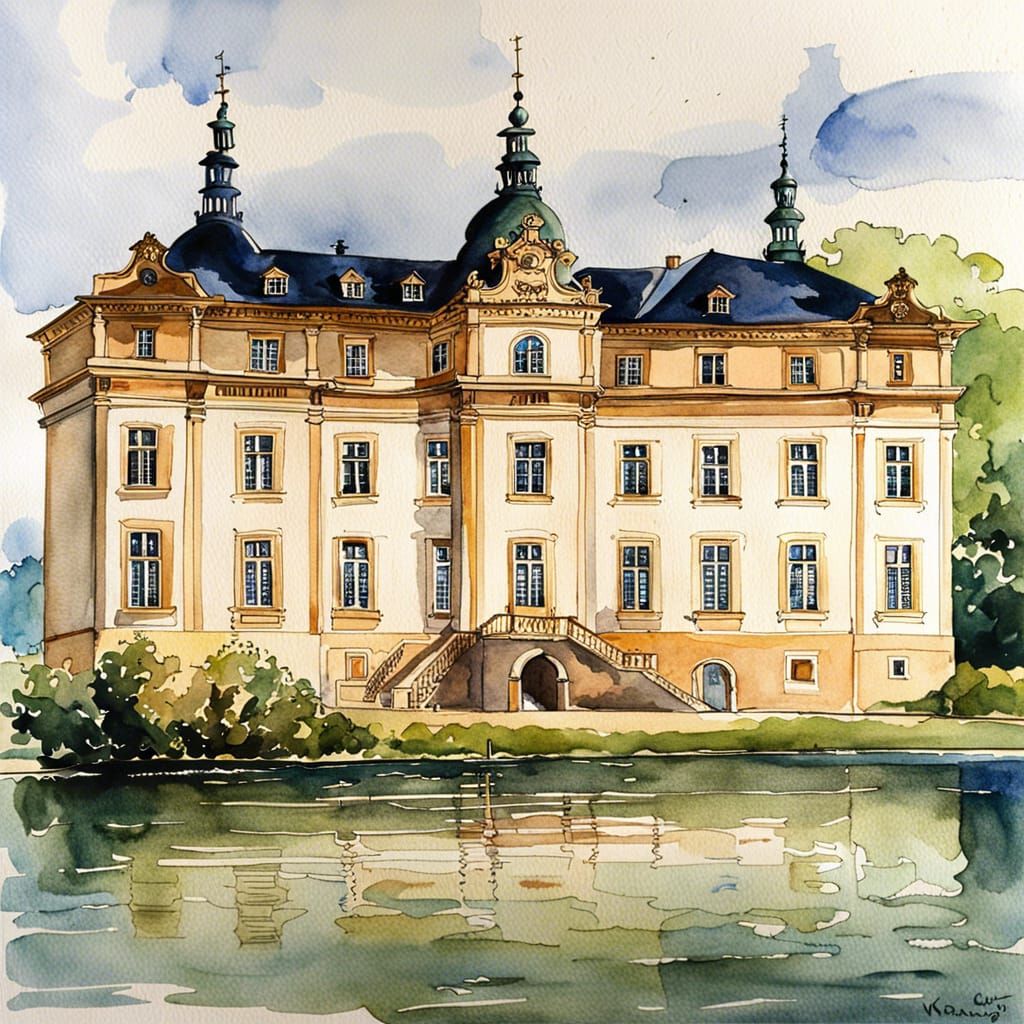 Watercolor Painting of Glücksburg Castle