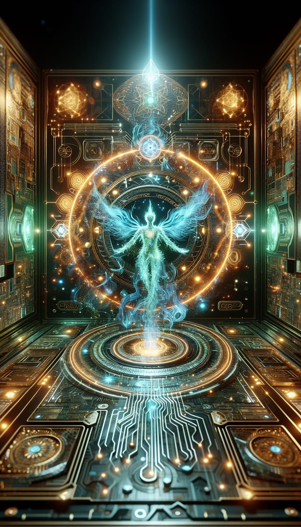 Ethereal Creature in Futuristic Arcane Landscape