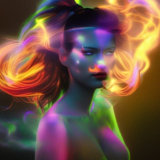 Psychedelic Cyberpunk Heroine with Magical Powers