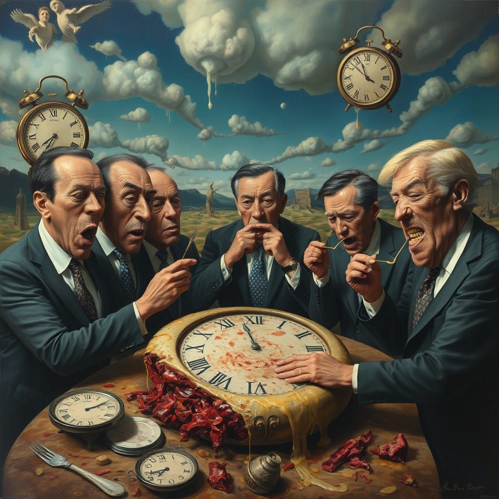 Surreal Republicans Feast on Society in Melting Landscape