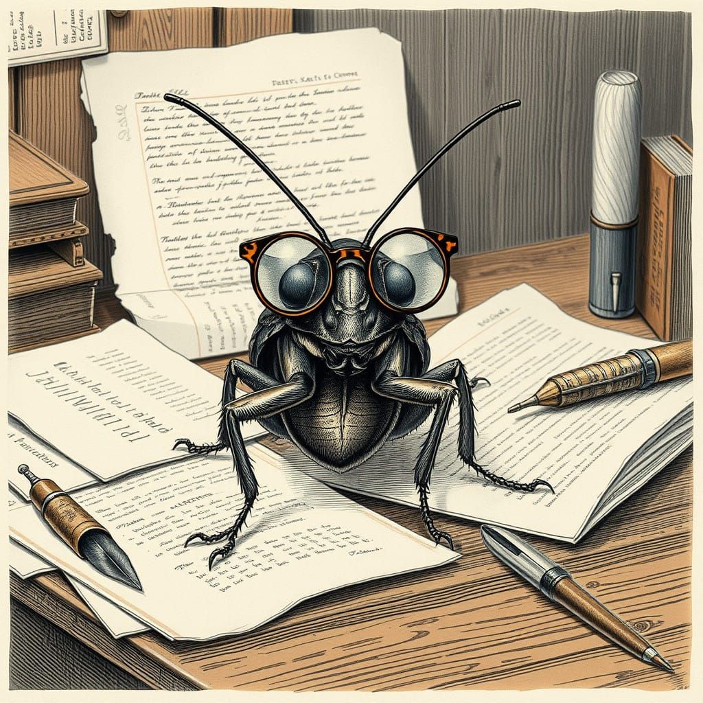 Victorian-Inspired Cockroach Wears Tortoiseshell Glasses