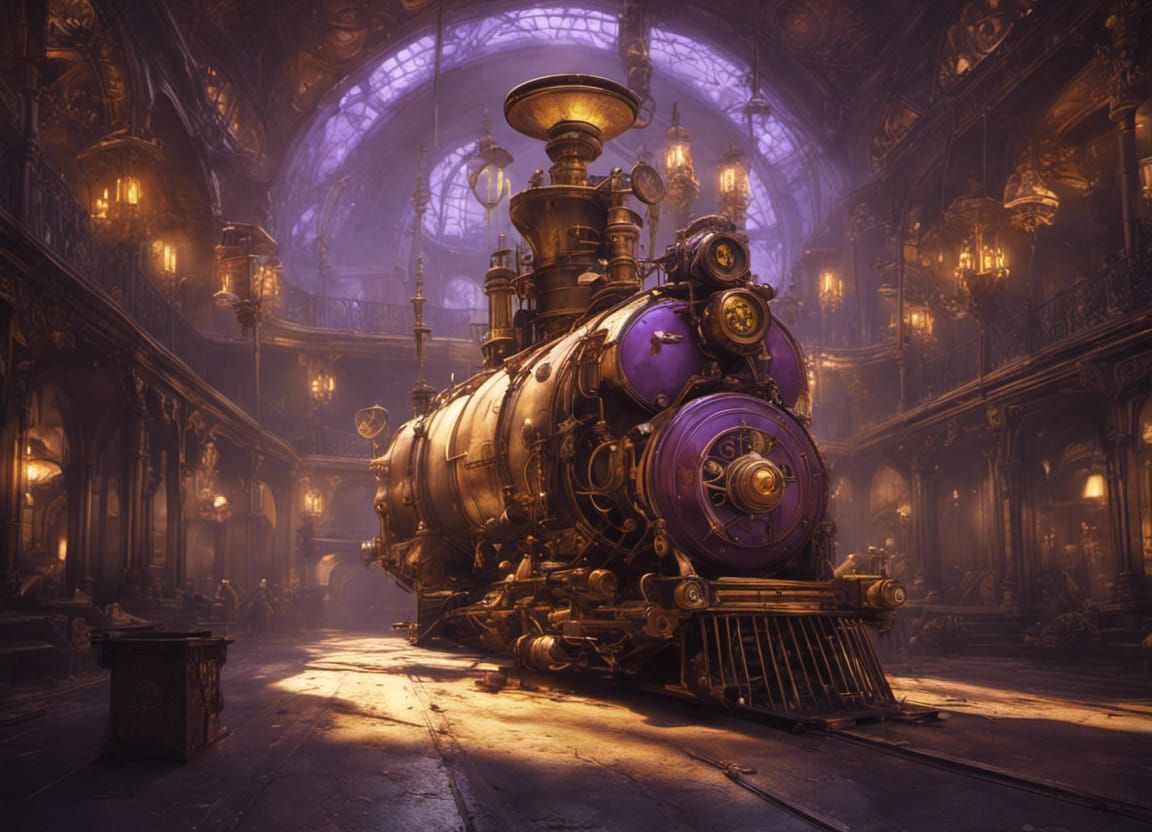 Steampunk Fantasy Art in Style of Alphonse Mucha