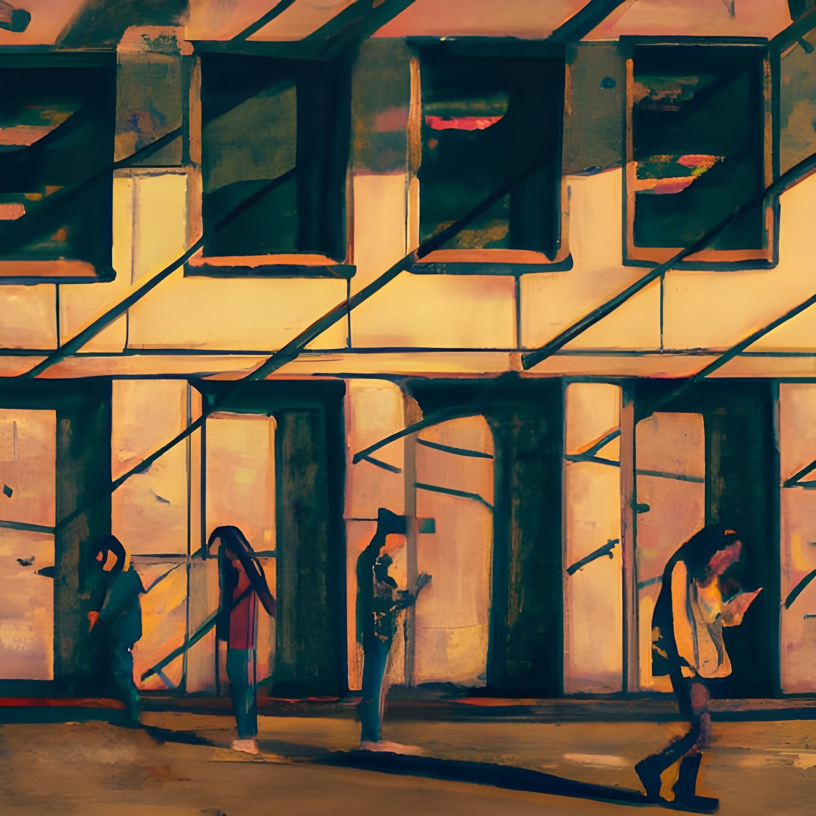 People Using Phones: A Matte Painting