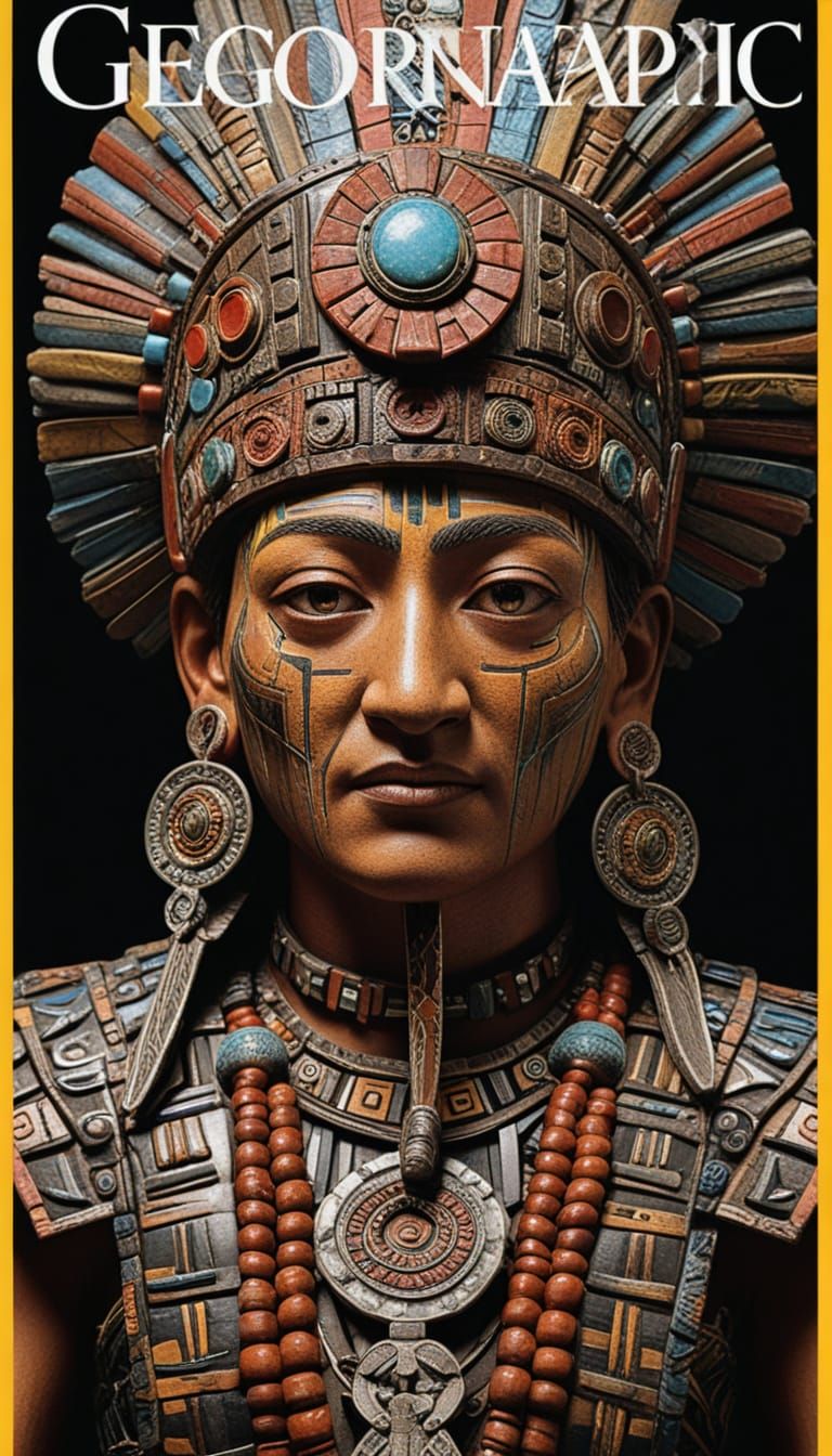Realistic photography Antique aztec Sculpture in cover of na...