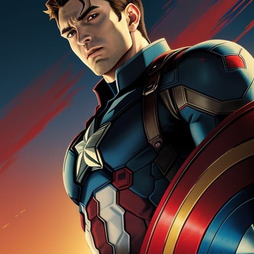 Cinematic Anime Captain America in Manga Style