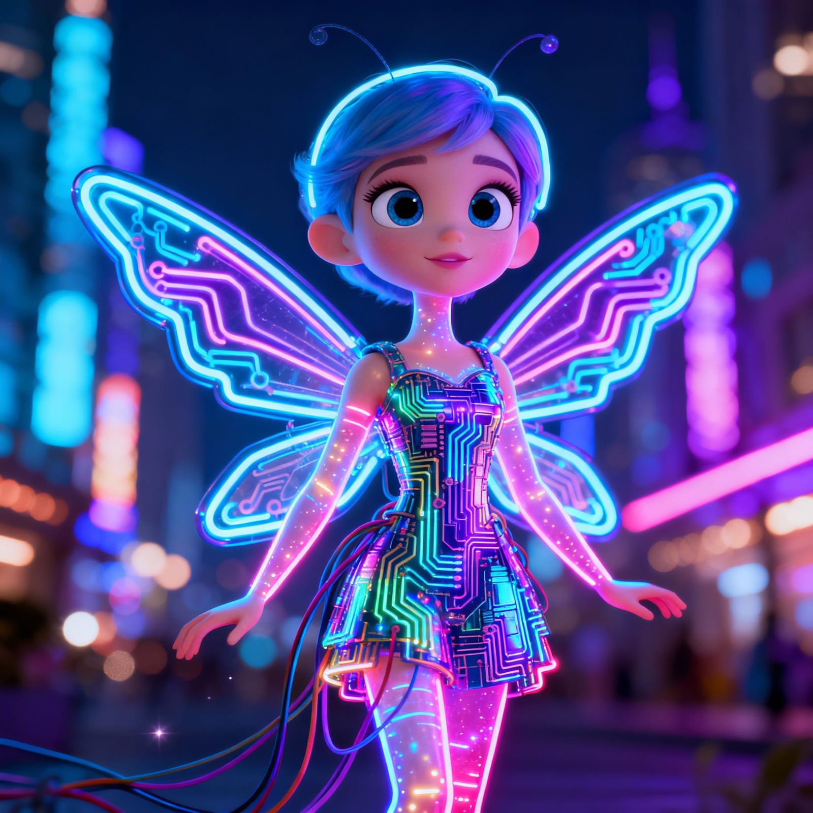 Disney-Style Fairy Born From Neon Sign