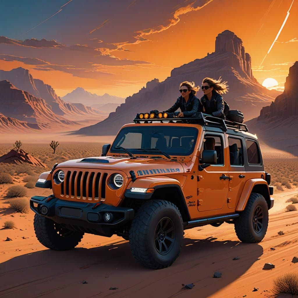 Girls Cruising 2024 4xe Jeep Rubicon Down Desert Trail