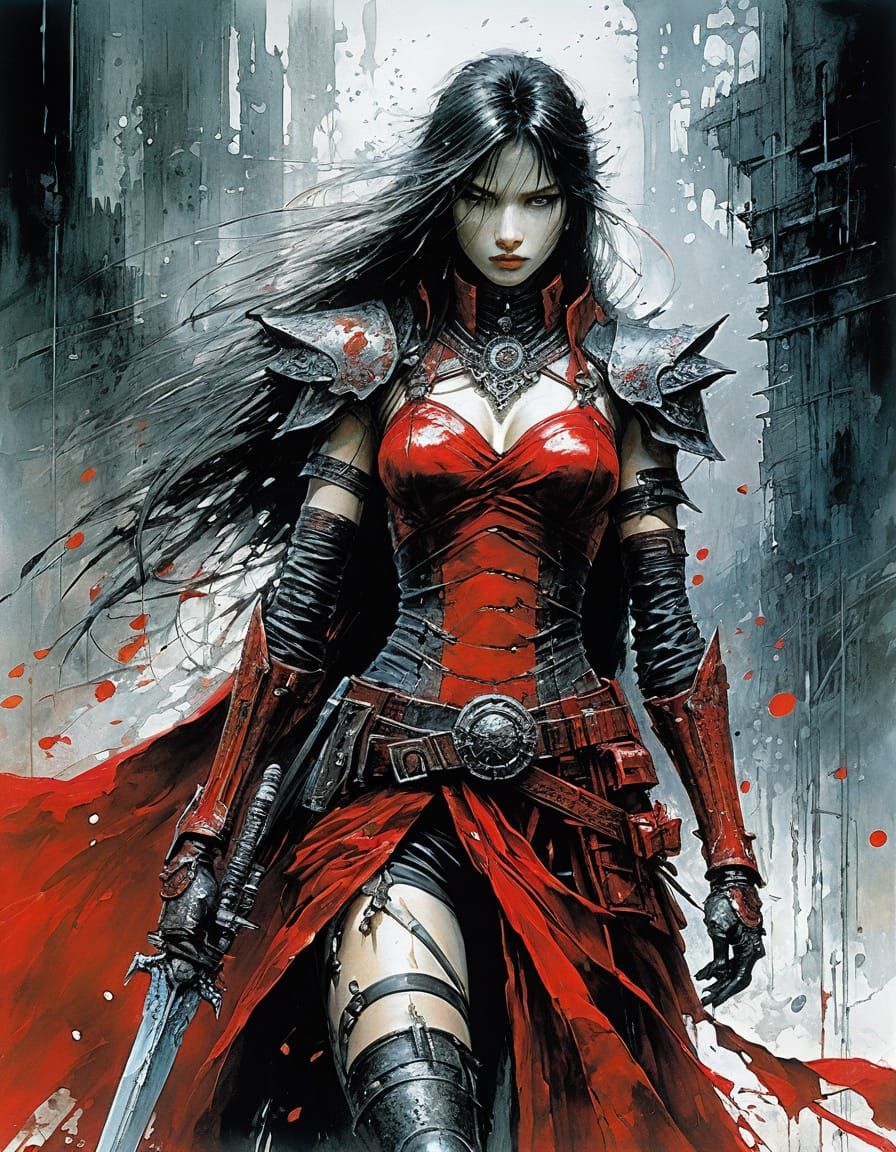 Crimson Abstract Art with Complementary Colors