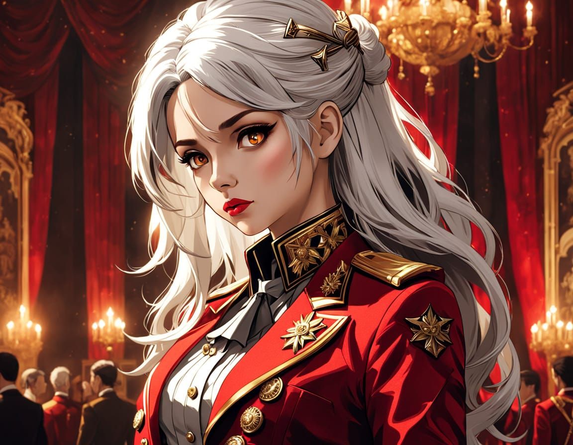 Elegant Dark Fantasy Princess in Silver Hair